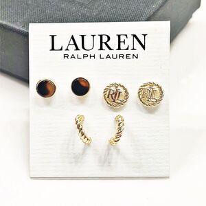 Lauren Ralph Lauren Set of 3-Pairs Earrings, NEW